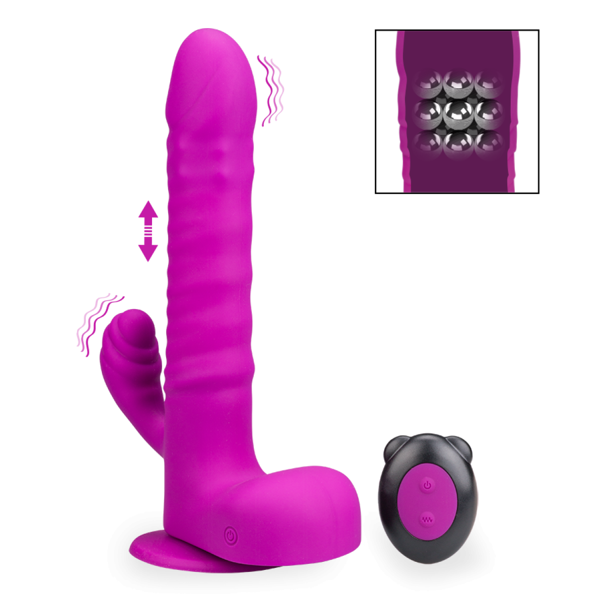 Vibro gode rabbit va-et-vient à ventouse violet, LOVE AND VIBES