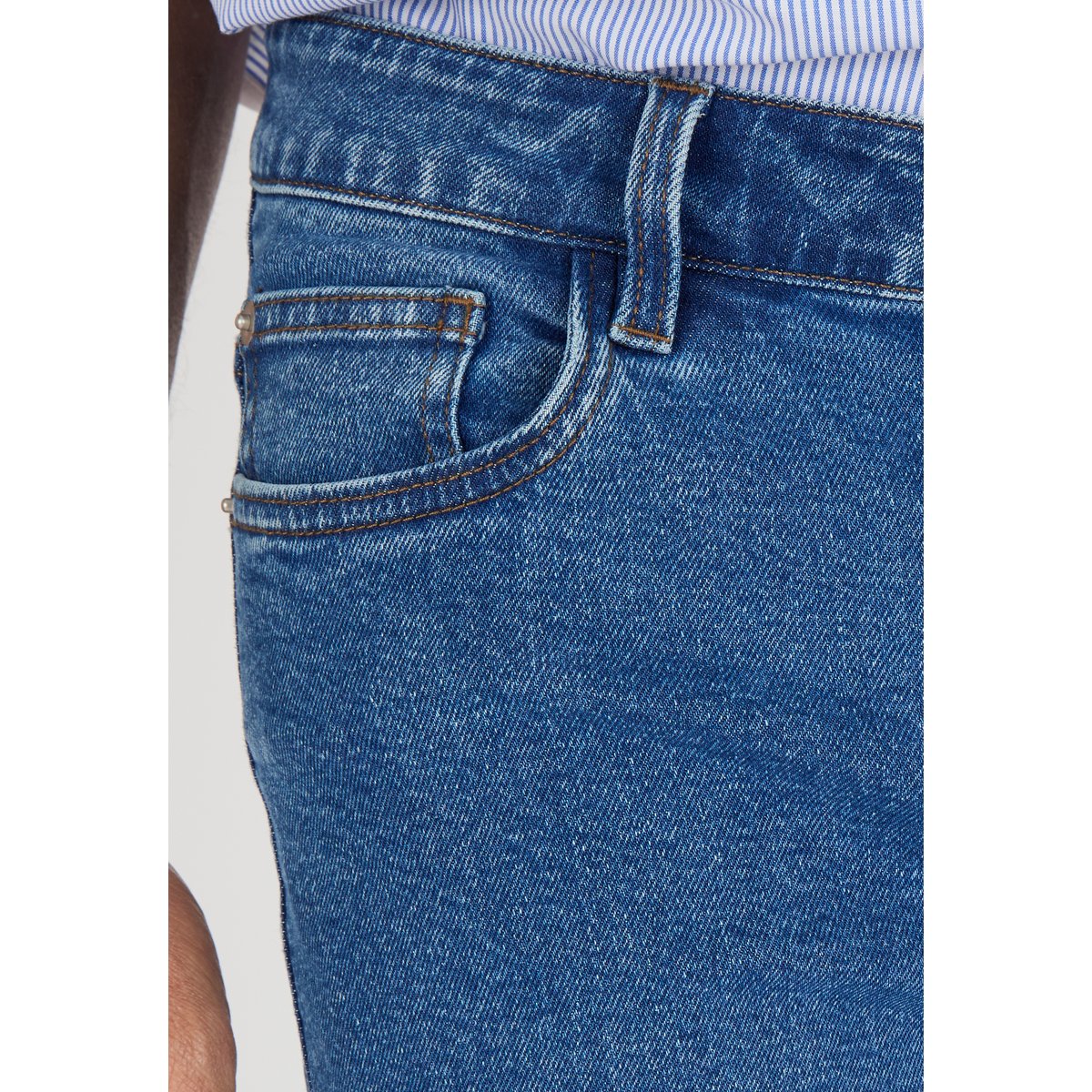 Jean droit 5 poches bleu denim clair, DAMART