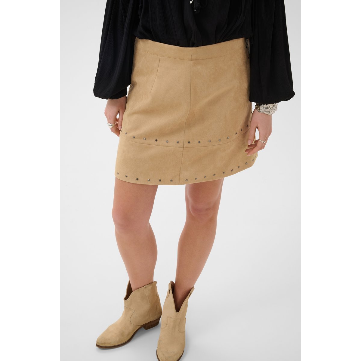 Jupe casual beige travertine, CREAM