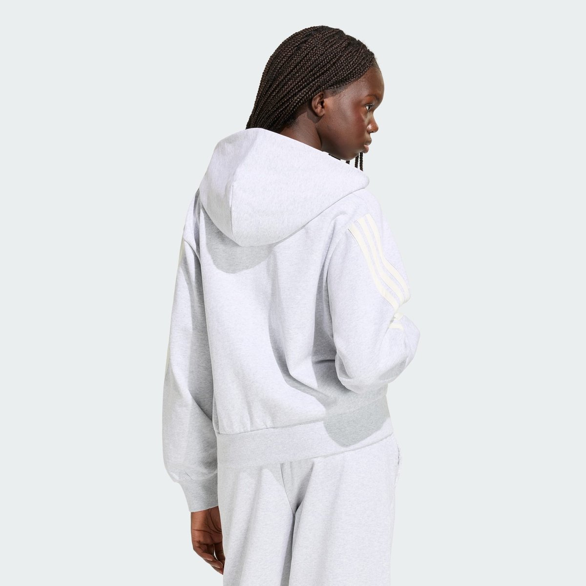 Sweat zippé à capuche FUTURS ICONS light grey heather / off white, ADIDAS SPORTSWEAR
