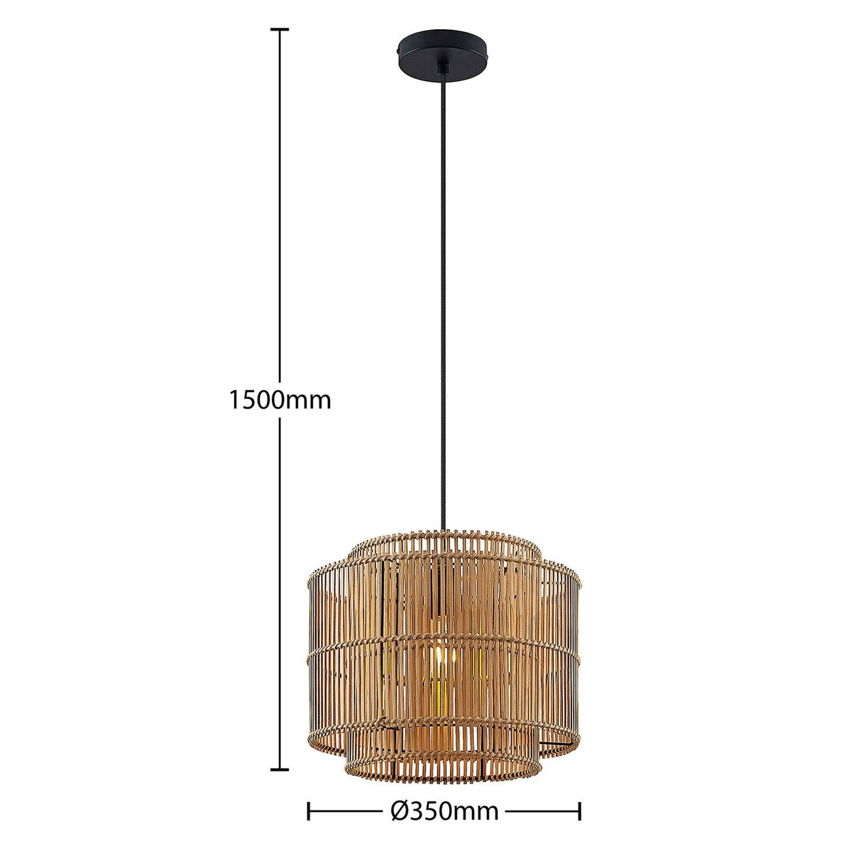Suspension en bambou scandinave, Bridga bambou naturel, noir, LINDBY