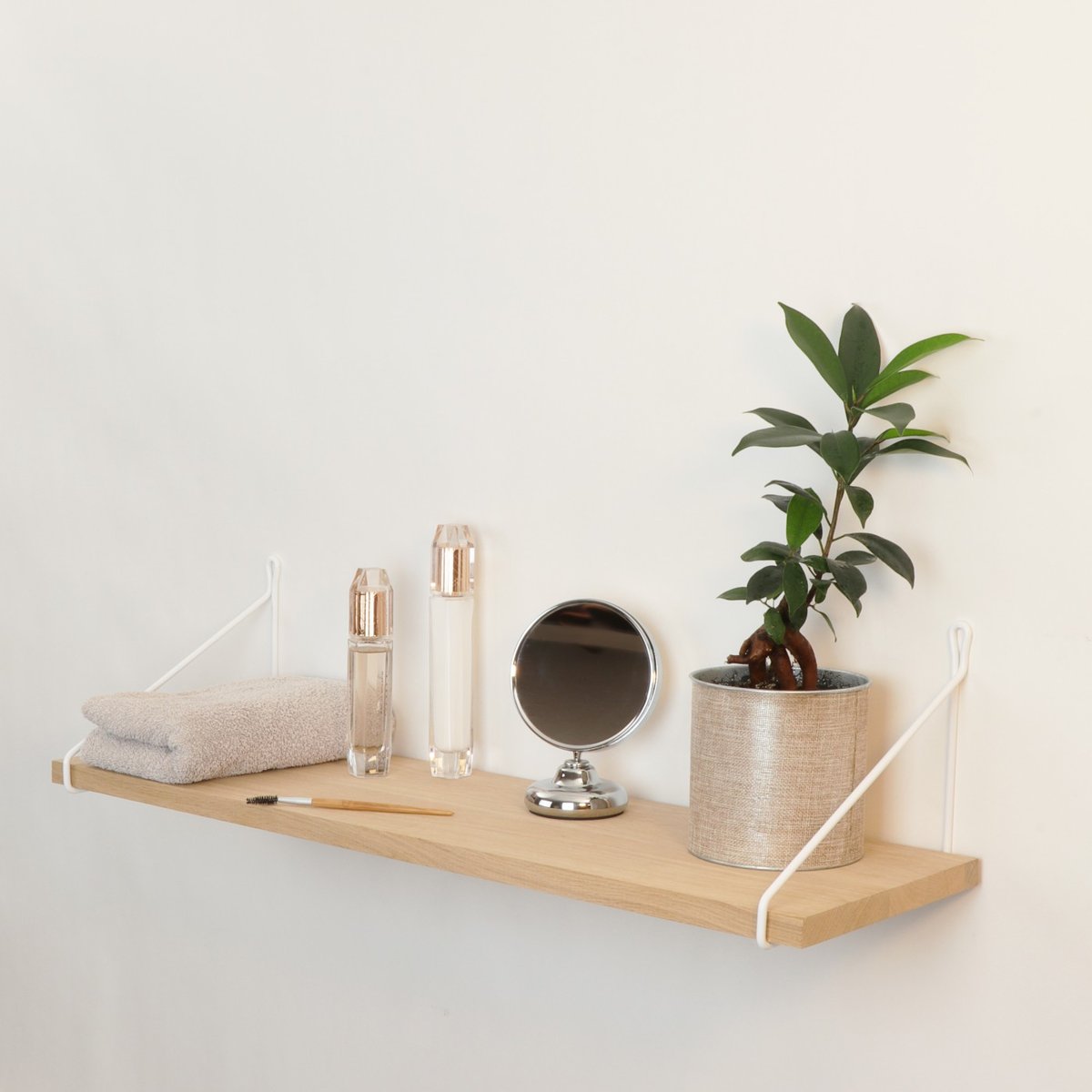 Etagère Vintage Chêne Premium Brut 40 x 25 cm equerre blanche, ARCHIV
