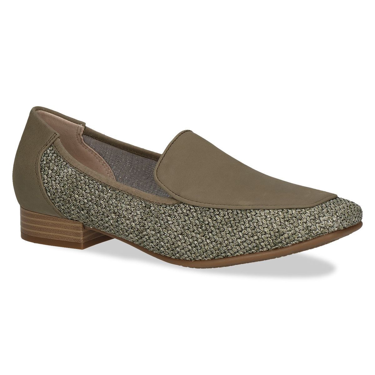 Slipper talon bloc vert kaki nubuck, CAPRICE