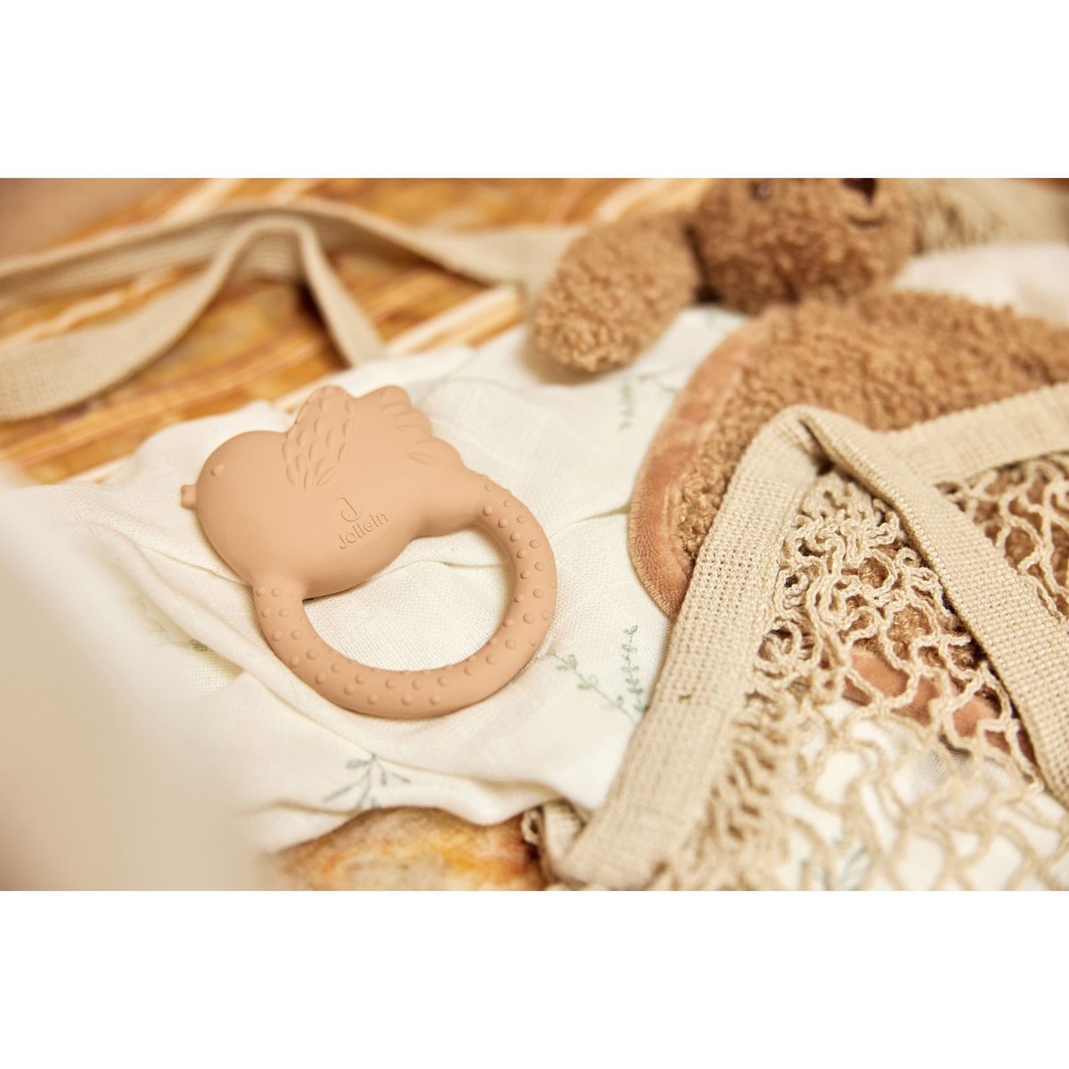 Anneau de dentition en caoutchouc rose, JOLLEIN