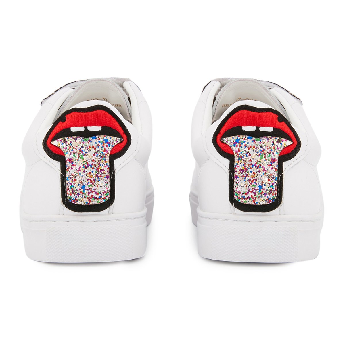 Baskets En Cuir Edith Glitter Tongue blanc, BONS BAISERS