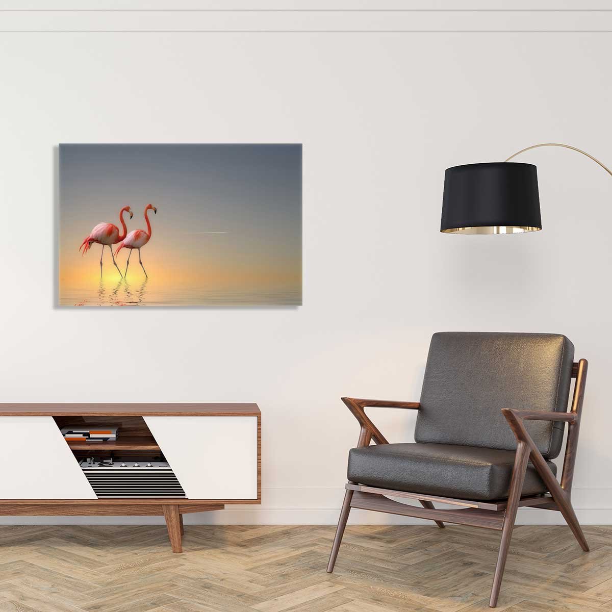 Tableau animaux flamands bleus tableau alu dibond, HEXOA