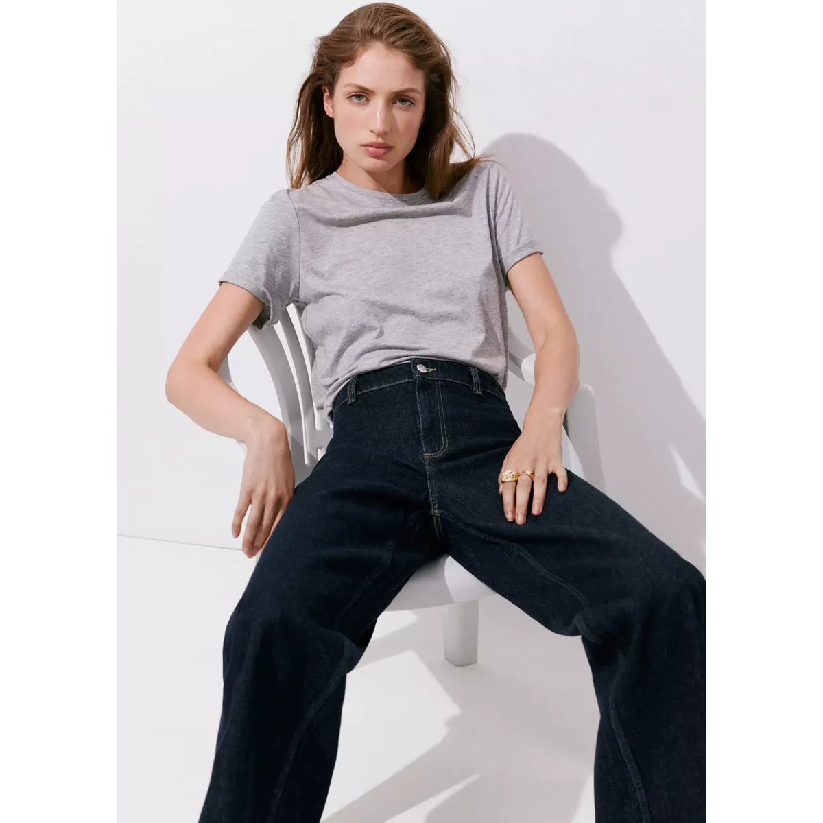 Jean style jupe-culotte Catherin taille haute bleu, MANGO