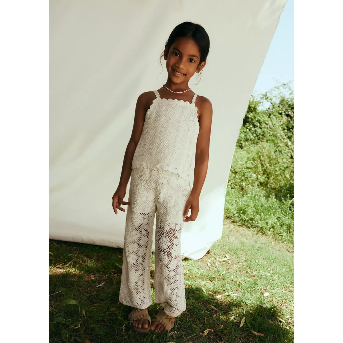 Top crochet beige, MANGO BABY