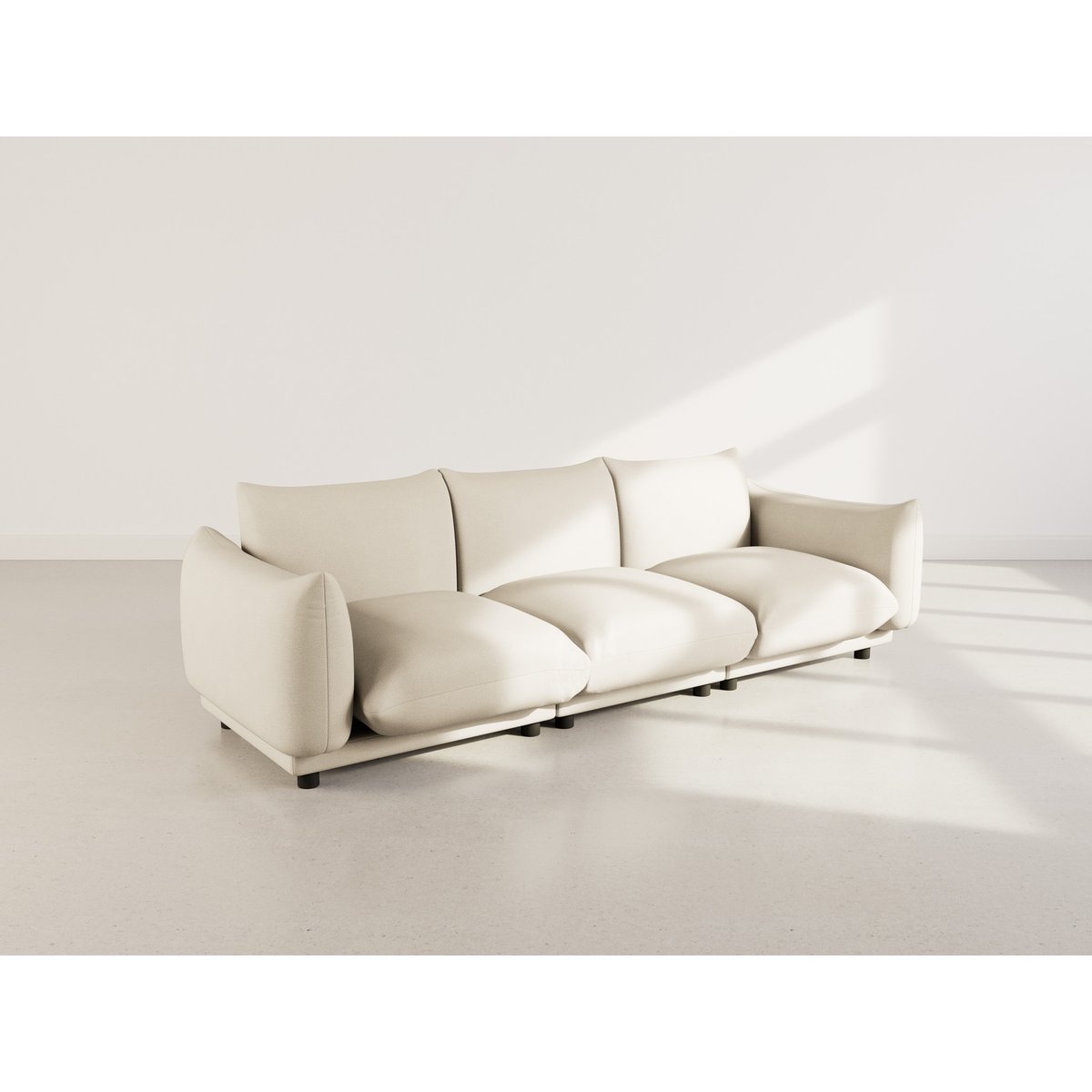 Canapé modulable en velours texturé, JEANNE beige, BEST MOBILIER