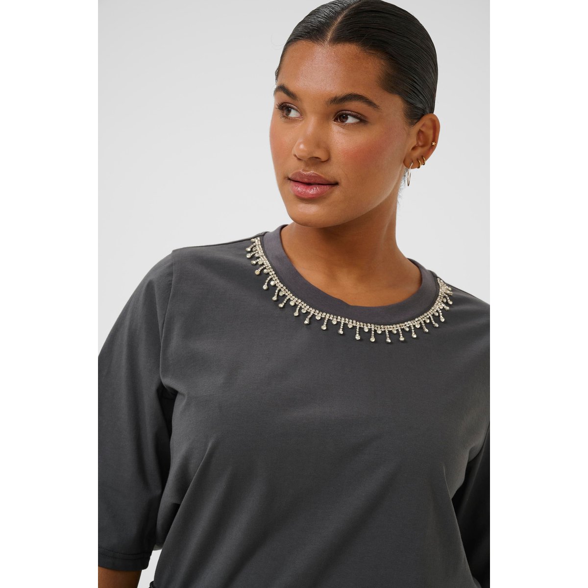 T-shirt à manches courtes noir black oyster, KAFFE CURVE