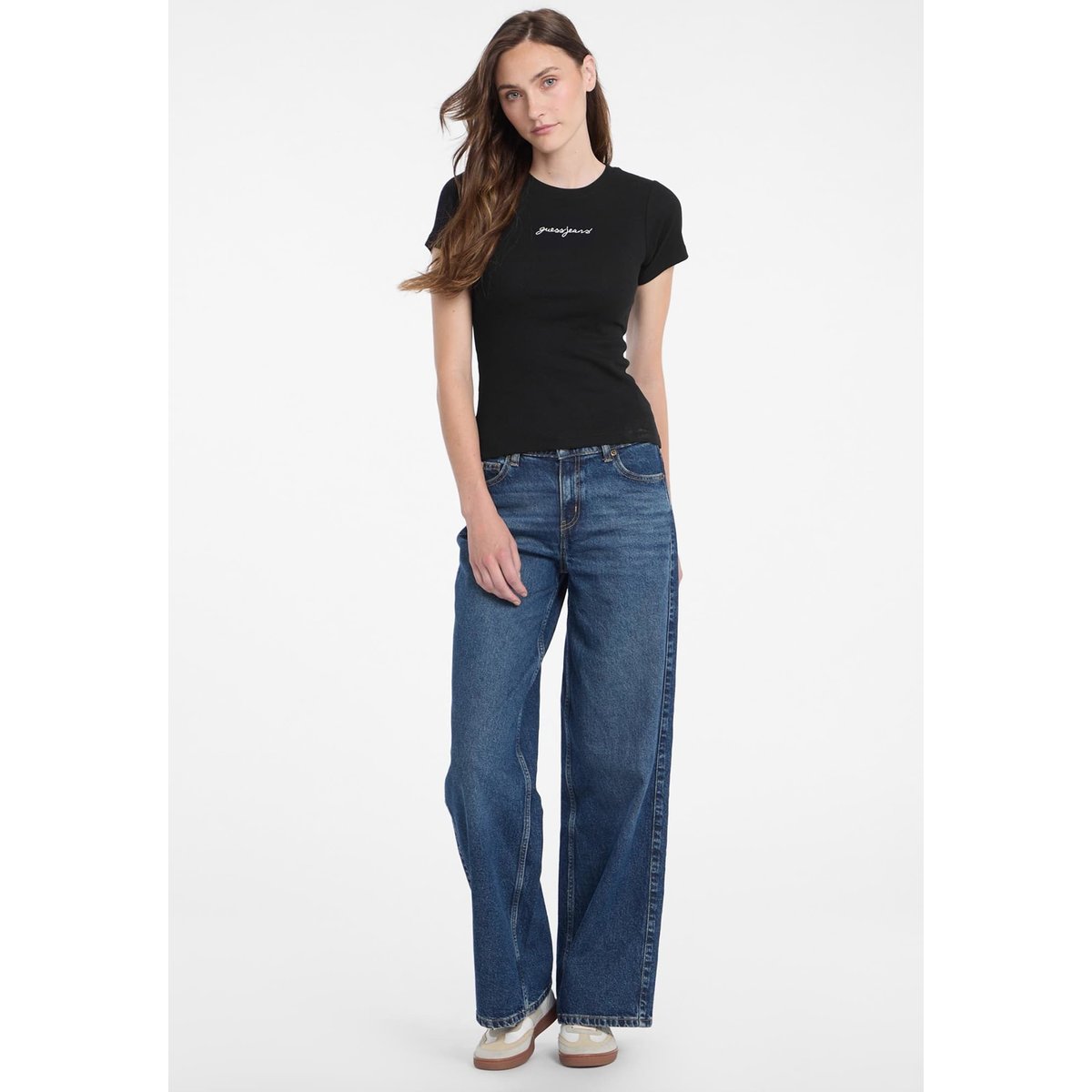 T-Shirt Logo Col Rond noir, GUESS