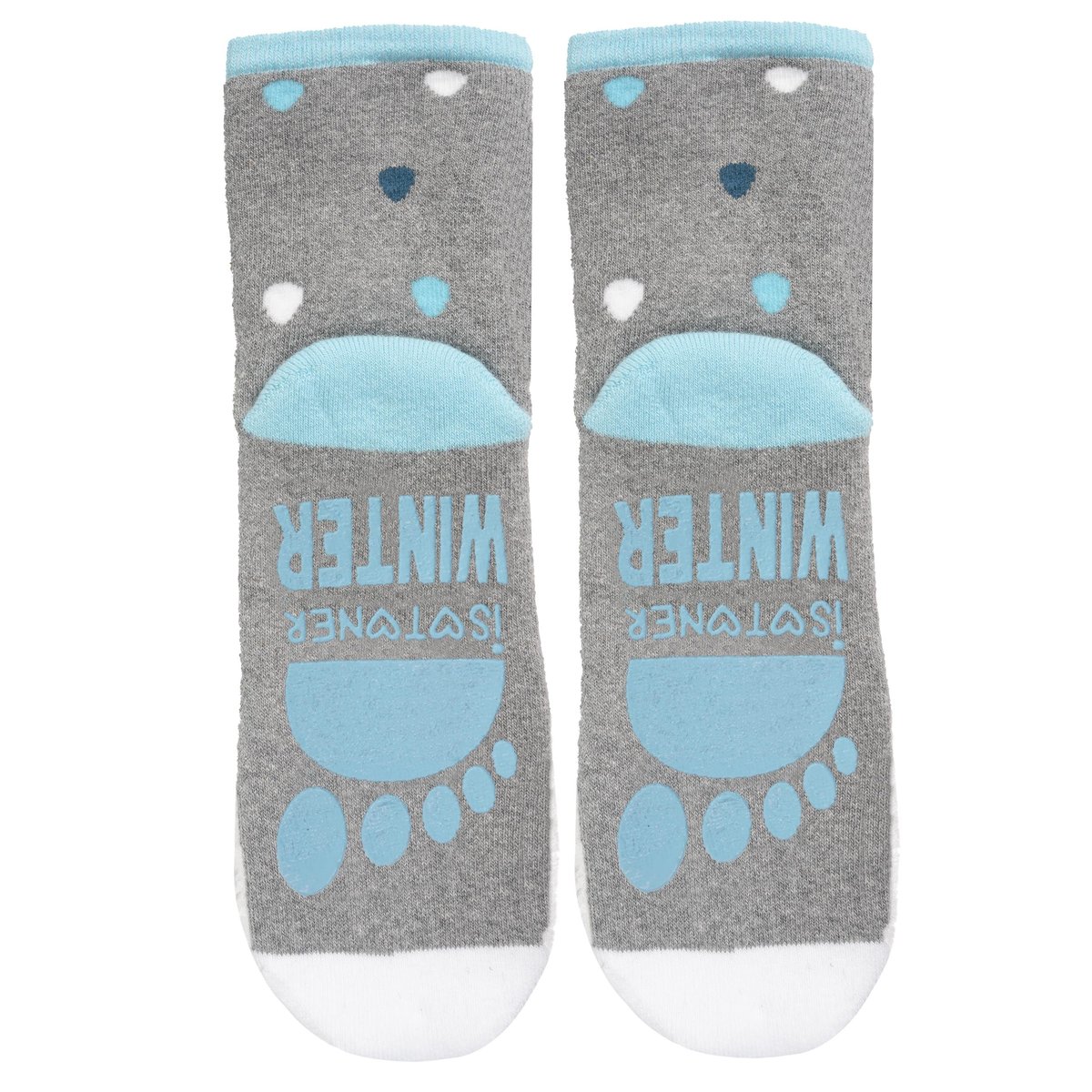 Chaussettes anti-dérapantes pingouin - coton gris, ISOTONER