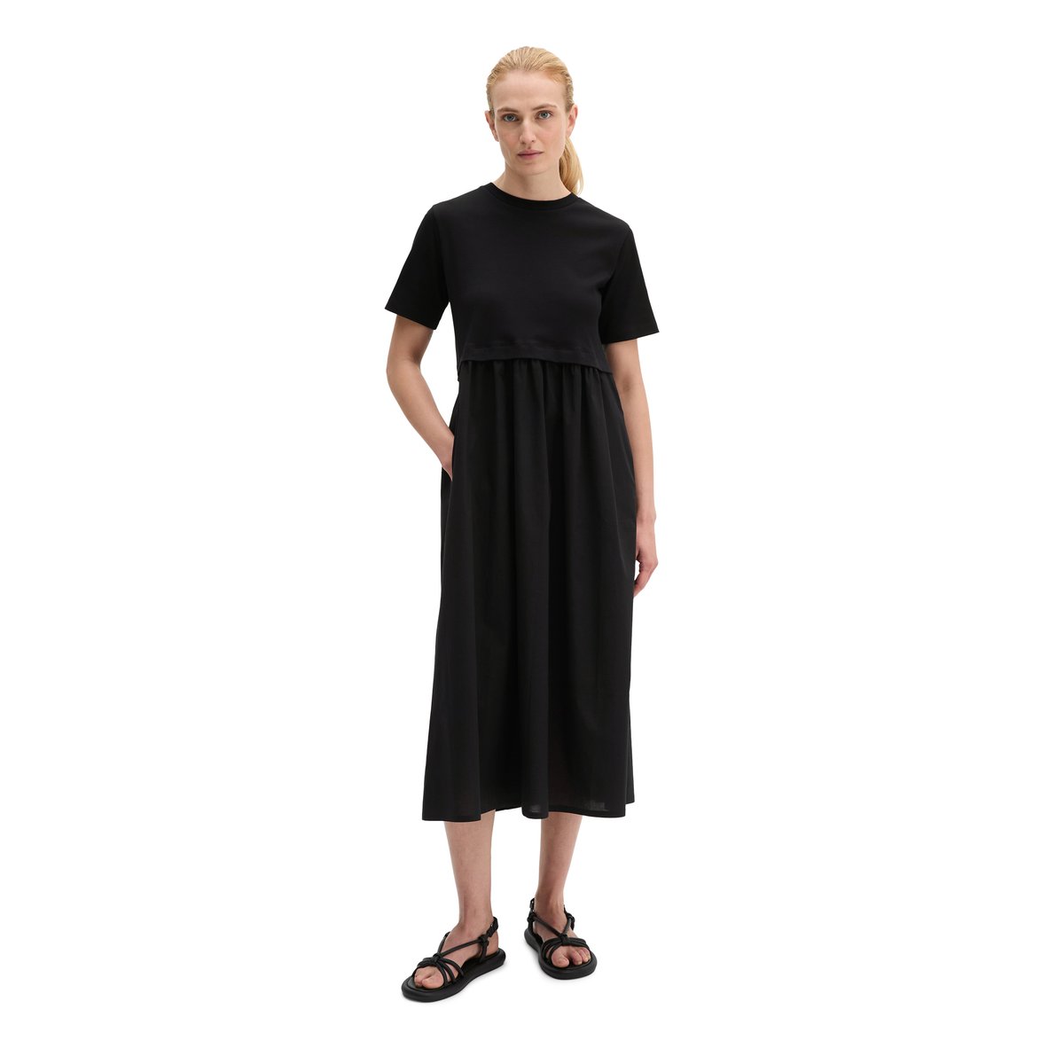 Robe regular en mélange de matériaux noir, MARC O'POLO