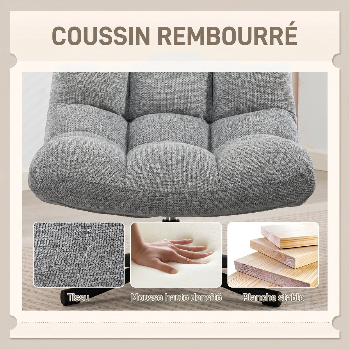 Accent Chair Chenille (100 % polyester) Gris gris, HOMCOM