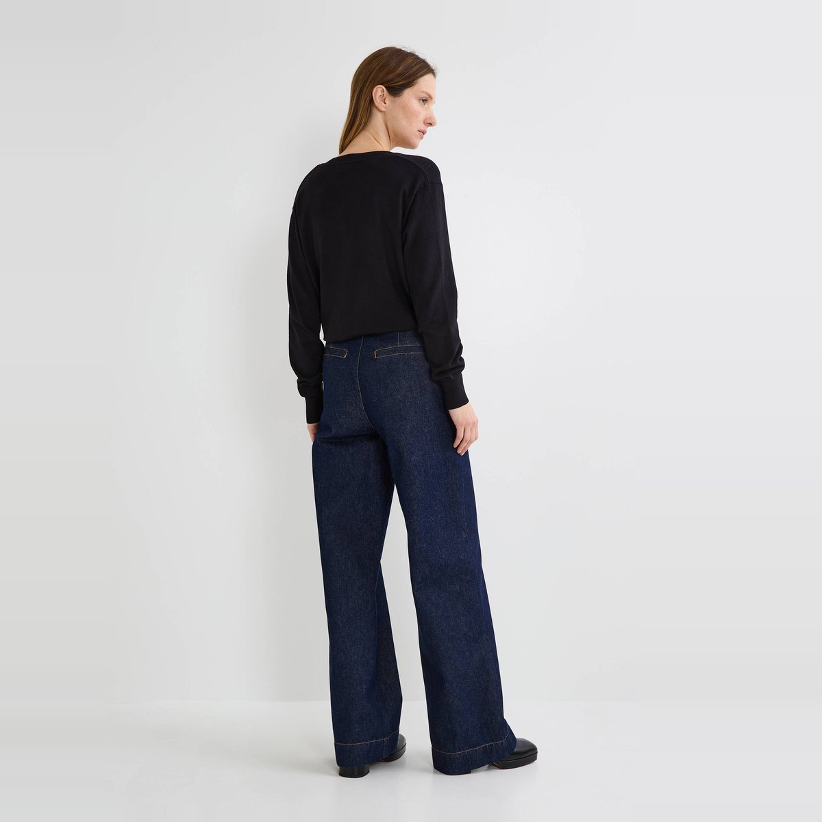 Jean large à pont brut denim, MONOPRIX