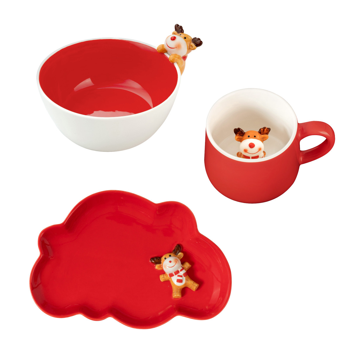 Lot de vaisselle 3 pièces pour enfant - MIAM rouge, MEDARD DE NOBLAT