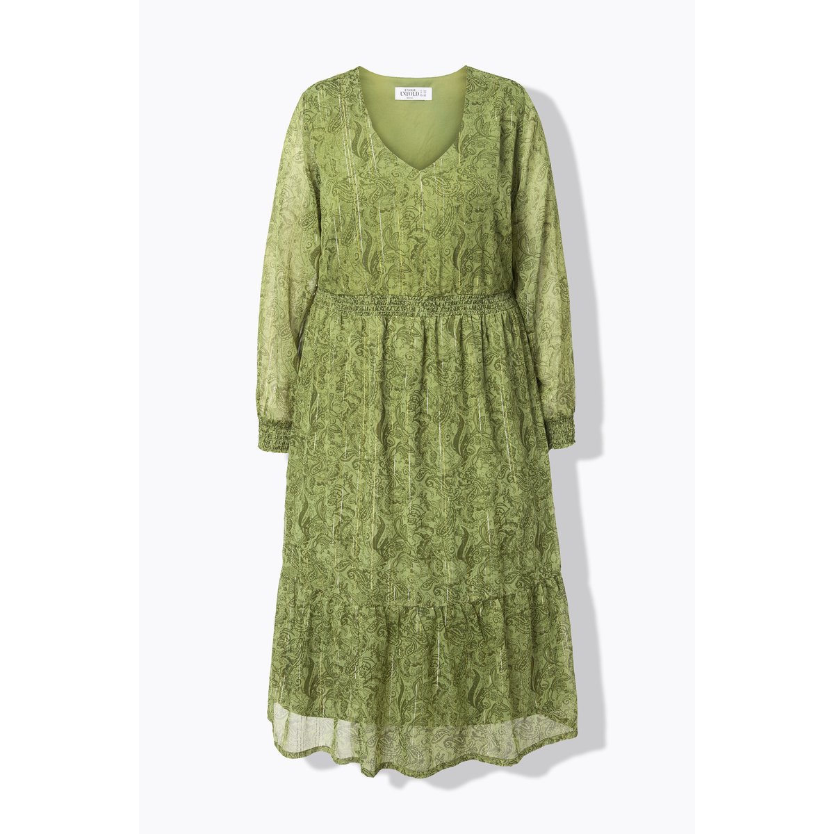 Robe midi évasée agrémentée d'un imprimé palmiers verts, STUDIO UNTOLD