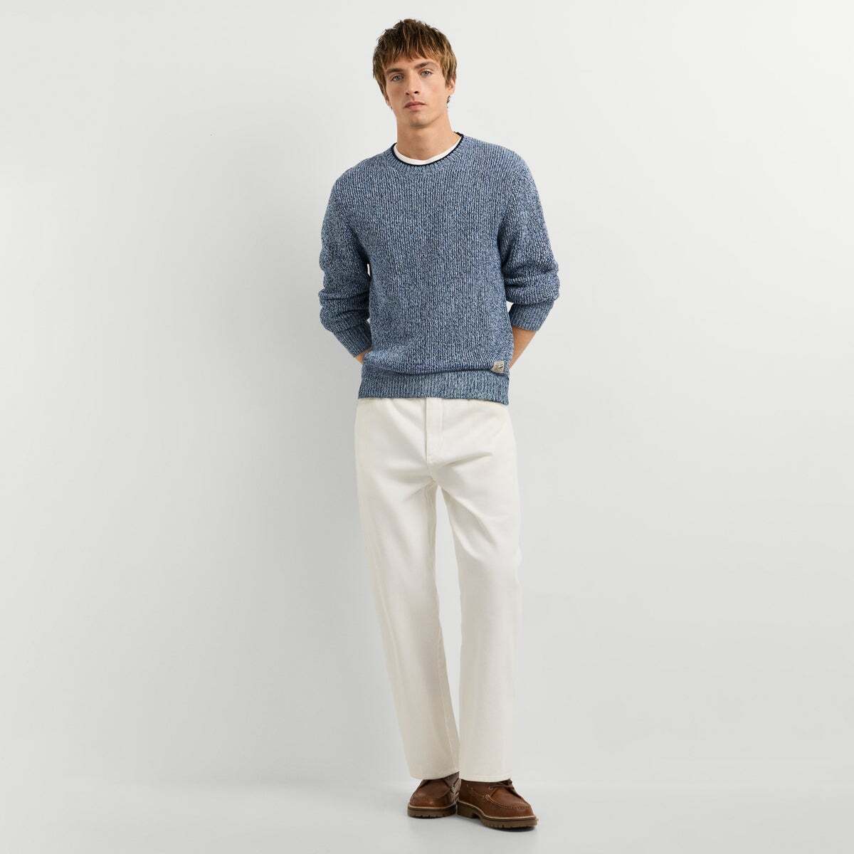Pull Col Rond En Maille bleu dulwich, PEPE JEANS