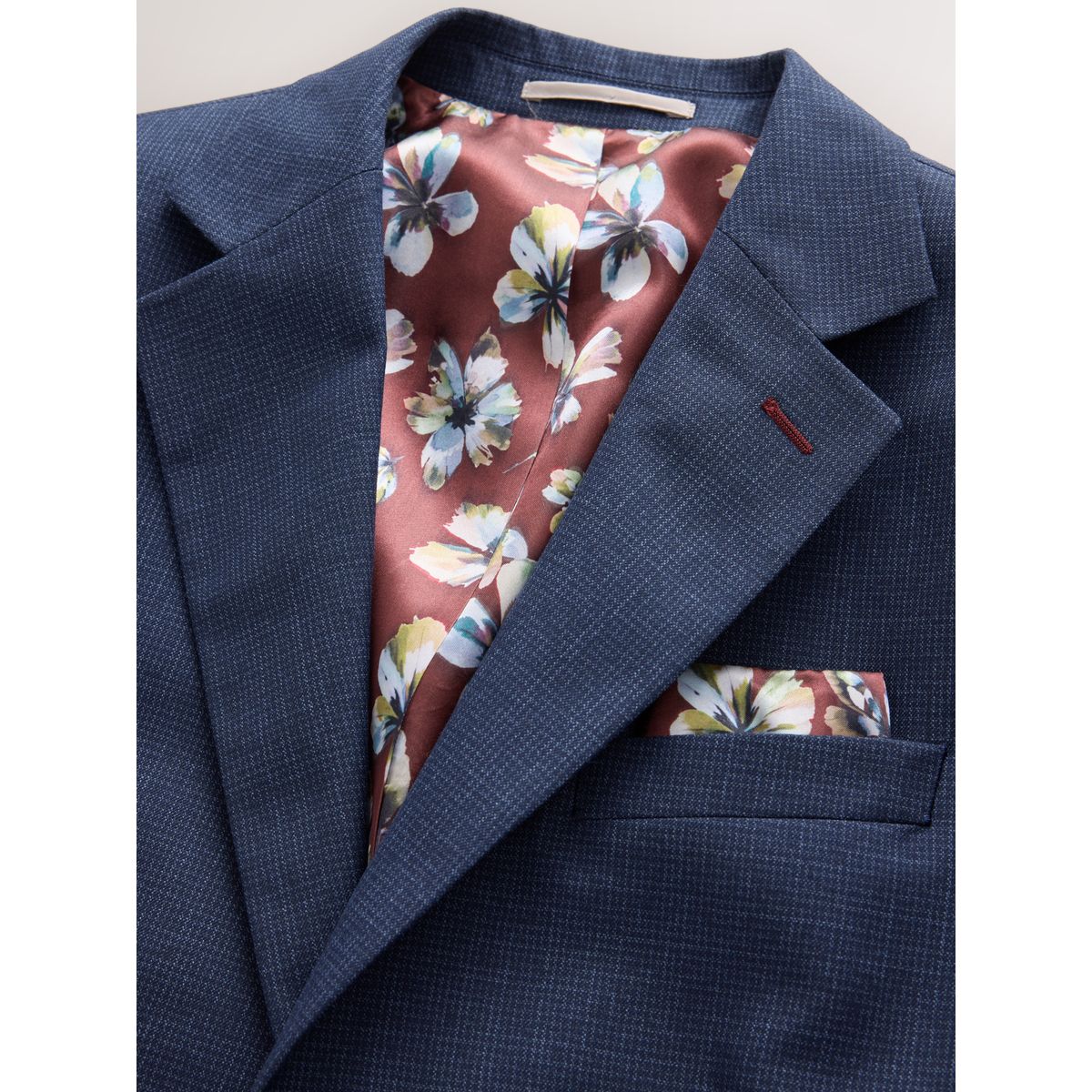 Veste de costume regular texture pied-de-puce bleu marine, NEXT