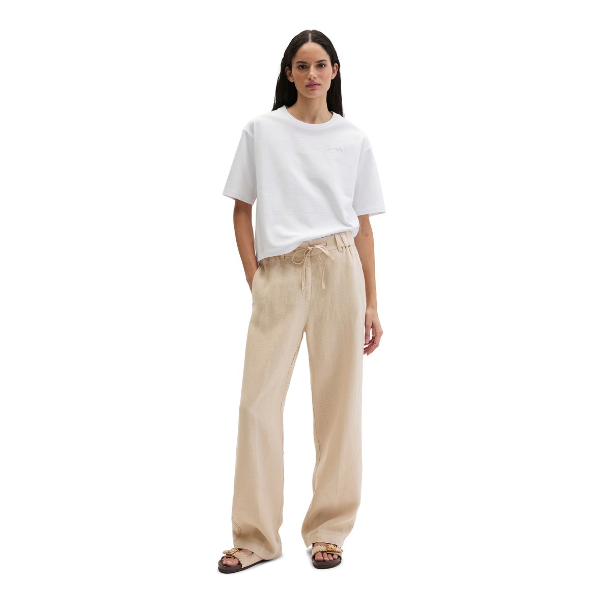 T-shirt coupe classique en single jersey doux blanc/rouge, MARC O'POLO