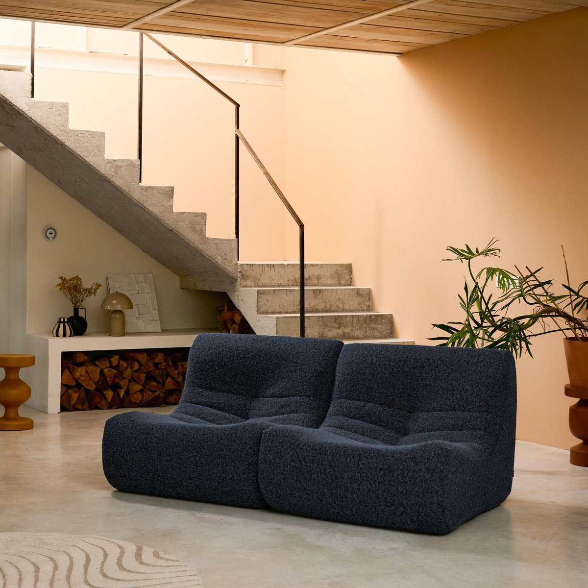 Chauffeuse tissu effet alpaca 2 places SOKOL beige, SWEEEK