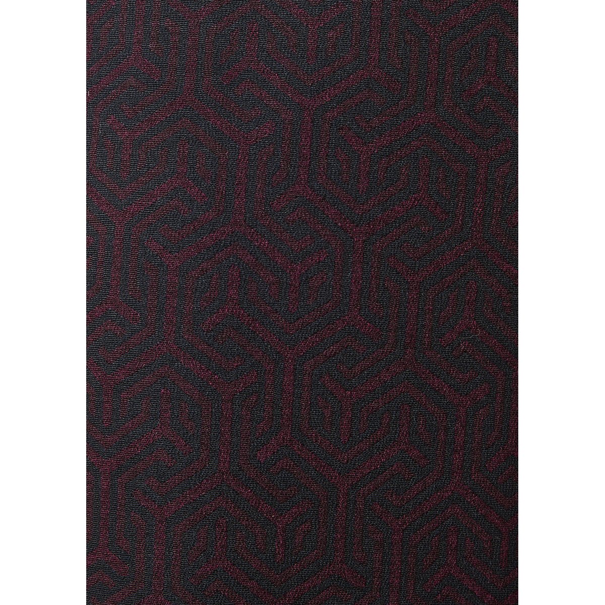 Pantalon droit en jacquard aubergine/encre, LA FEE MARABOUTEE