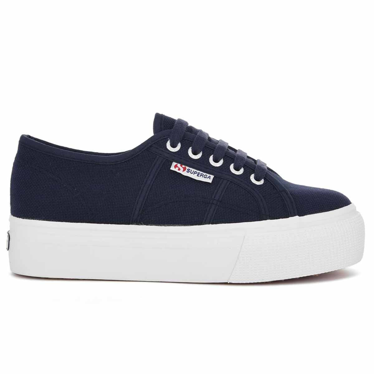 Baskets compensées en toile 2790 , ACOTWLINEAUP white-blue, SUPERGA