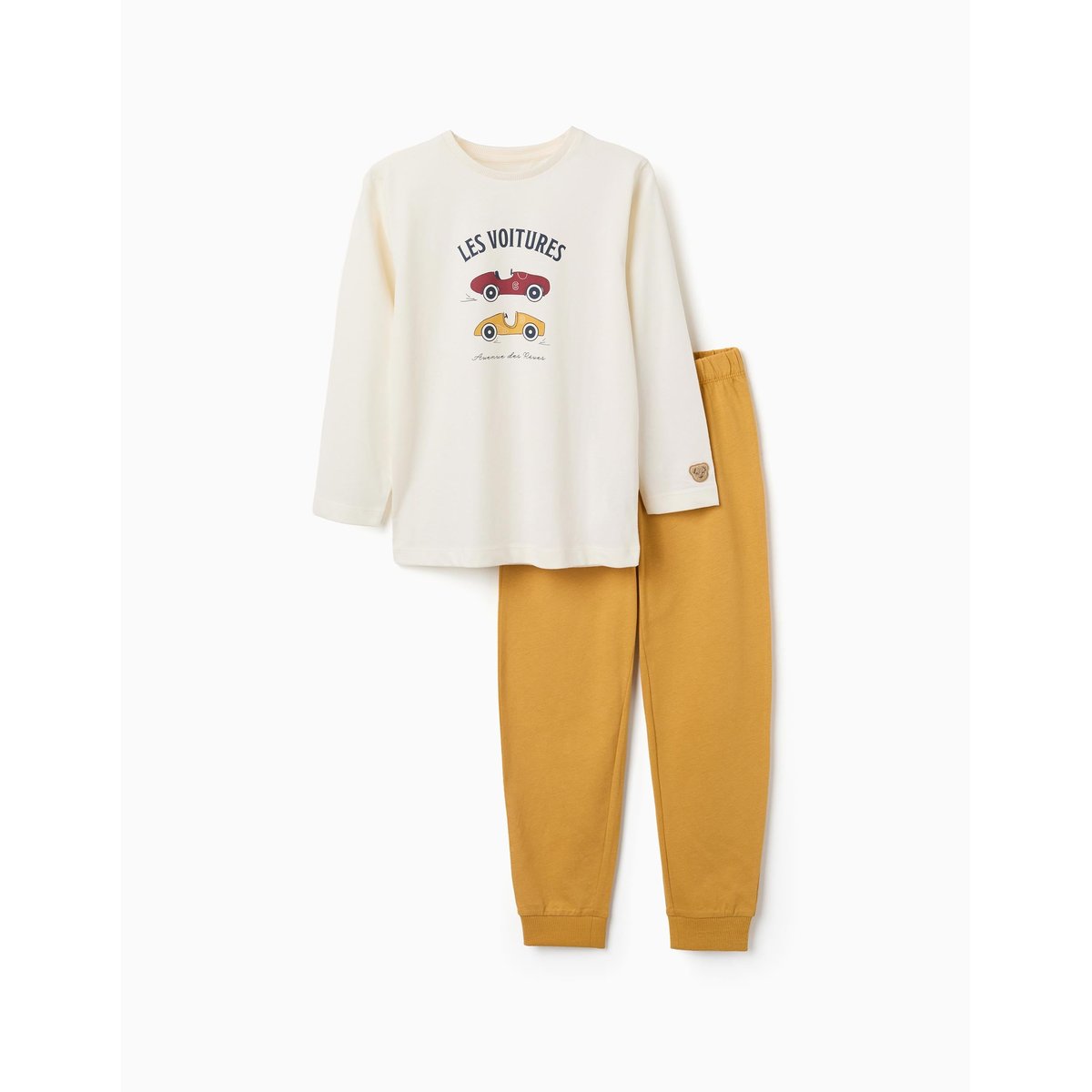 Pyjama en coton avec imprimé de voitures de course blanc, ZIPPY