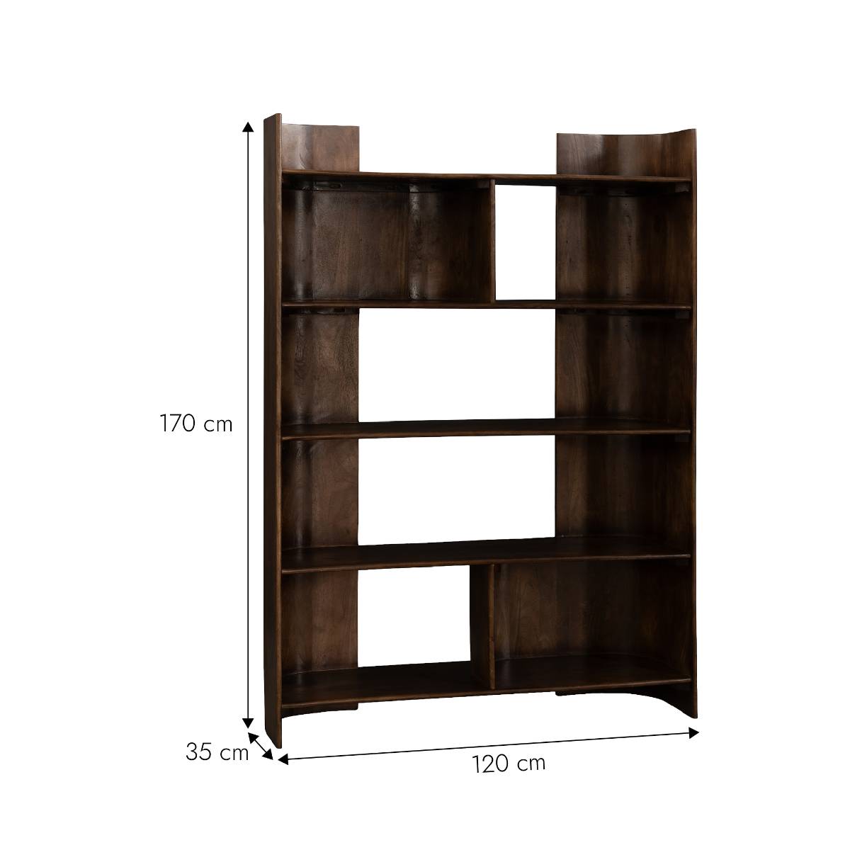 Bibliothèque en bois de manguier MAORA bois foncé, MADE IN MEUBLES