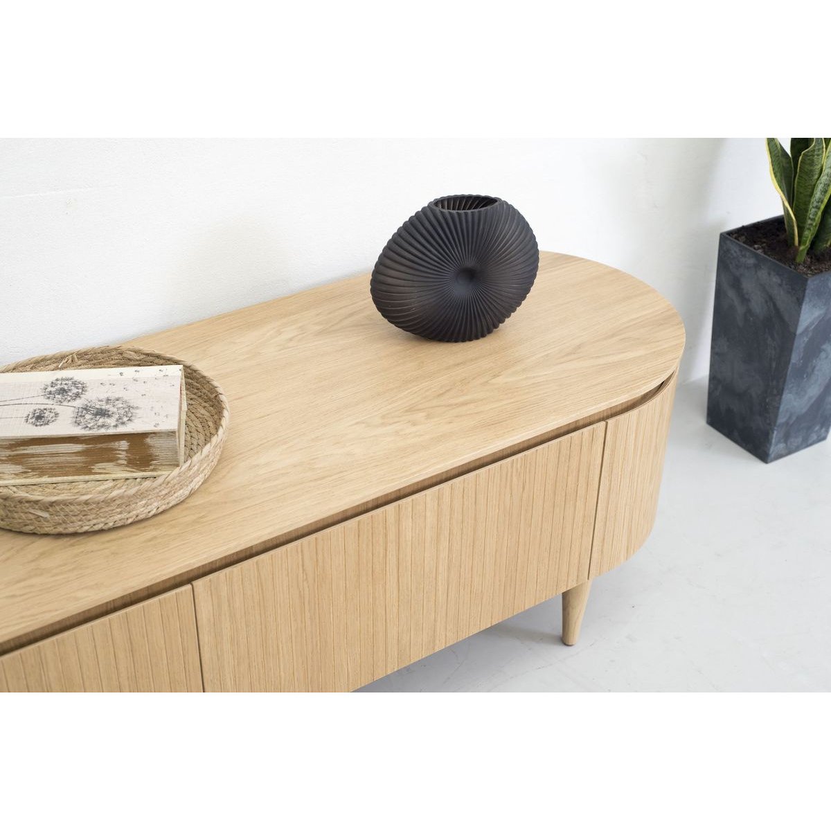Meuble TV 180 cm placage, SORMIOU marron clair, BOBOCHIC