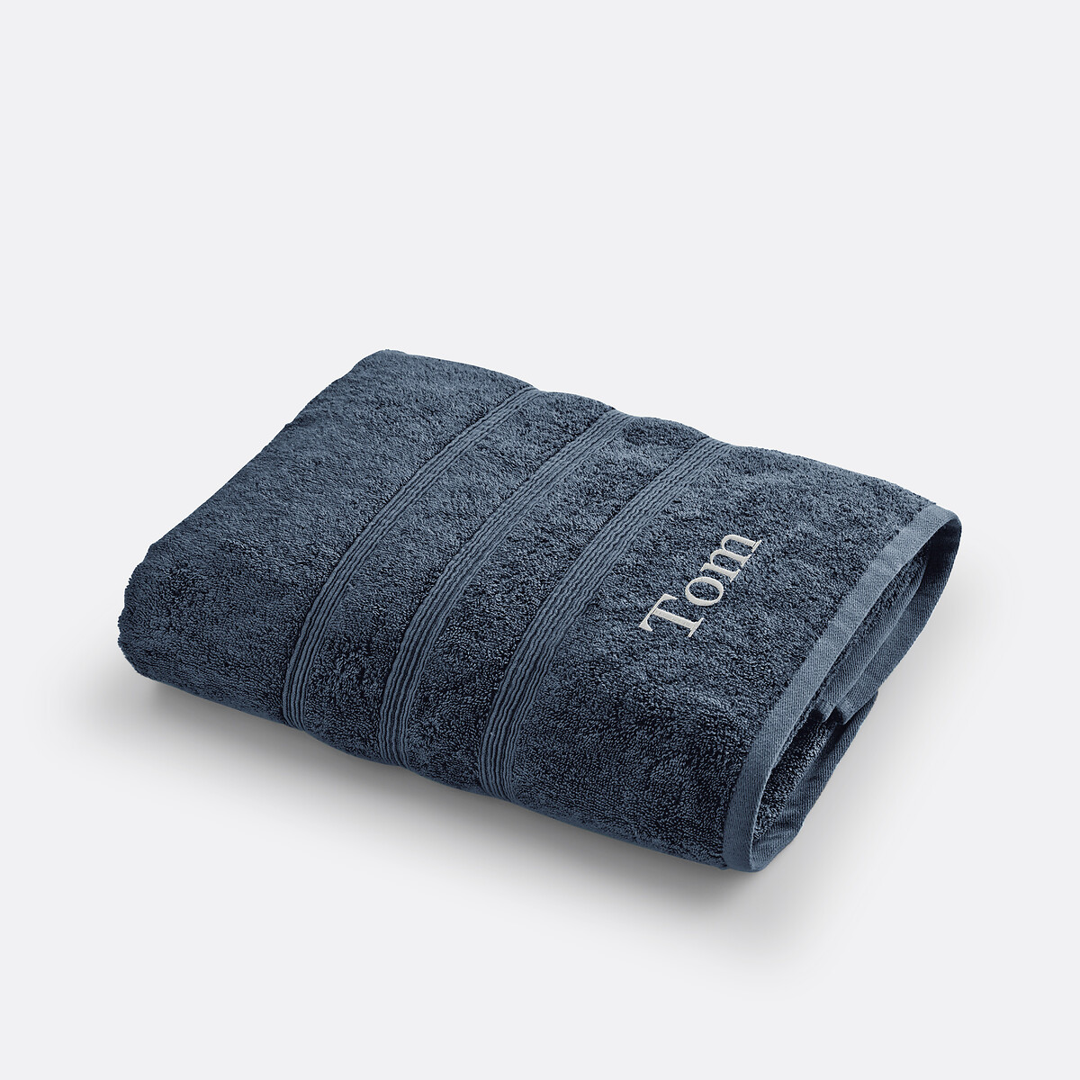 Drap de bain maxi personnalisé coton bio, Ismo bleu marine, LA REDOUTE INTERIEURS