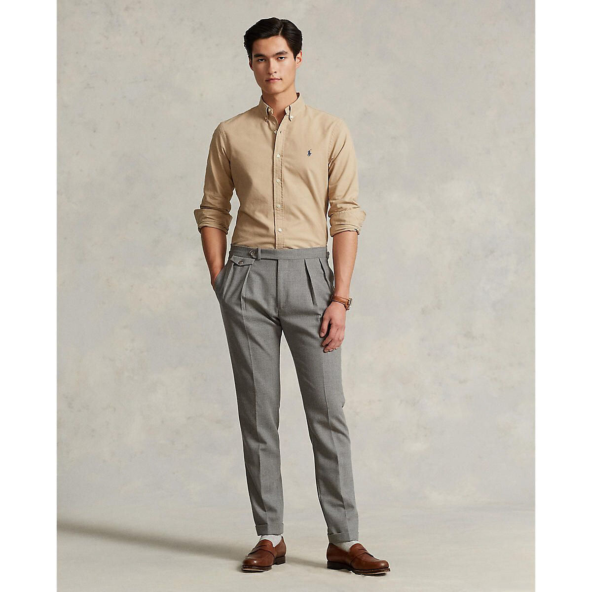 Garment-Dyed Slim Fit Oxford Shirt beige, POLO RALPH LAUREN