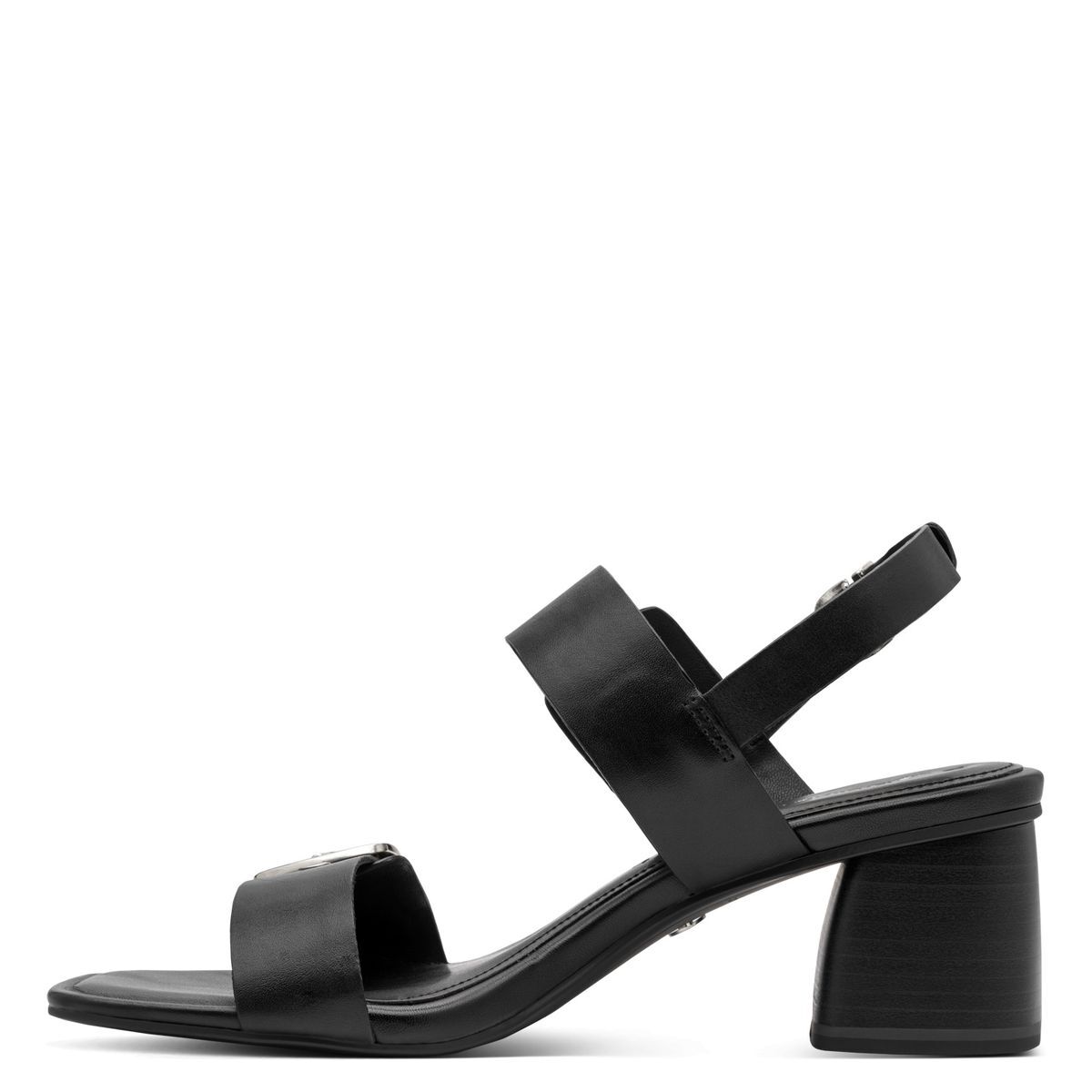 Sandale à talon en cuir noir, TAMARIS