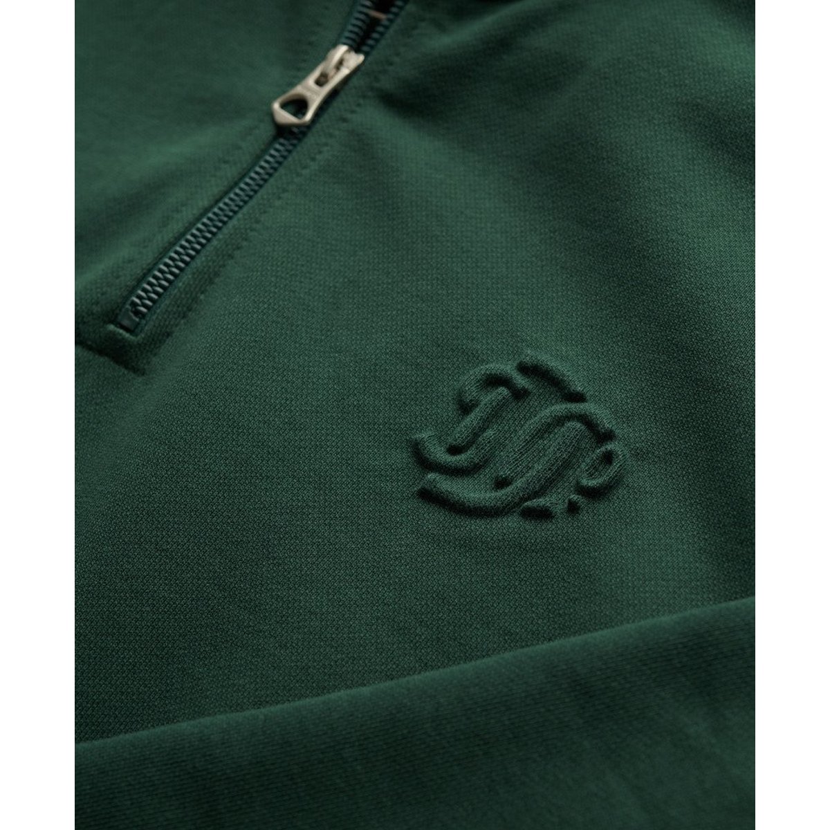 Pull Country Club à Demi-Zip Embossé vert émail, SUPERDRY