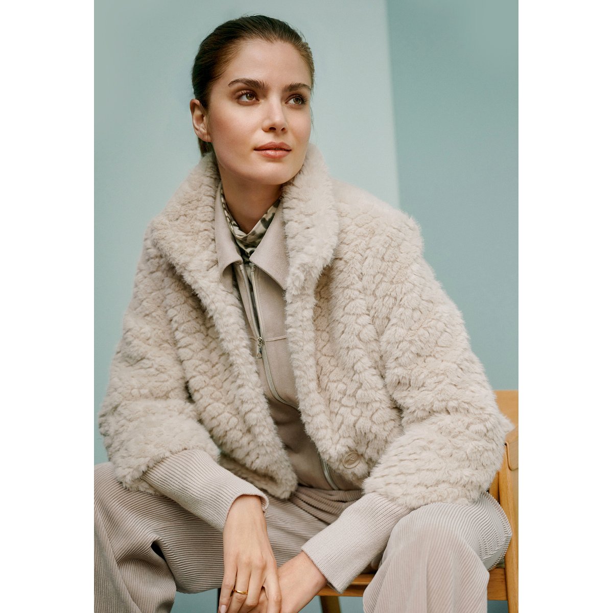 Veste outdoor en peluche pastel sand, BETTY BARCLAY