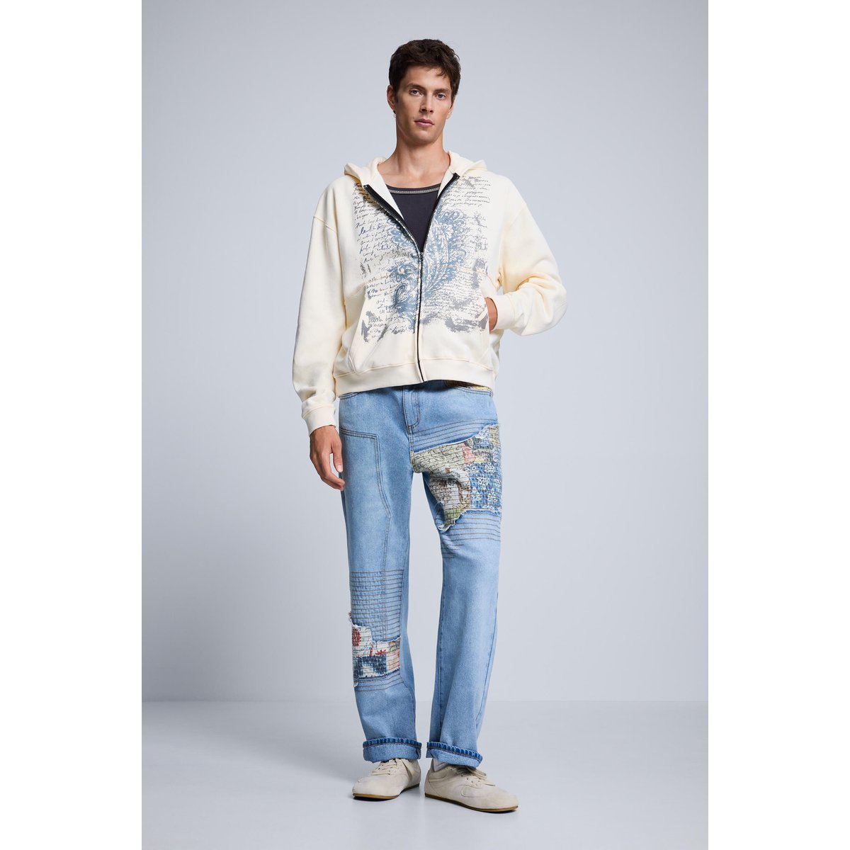 Sweat imprimé beige, DESIGUAL