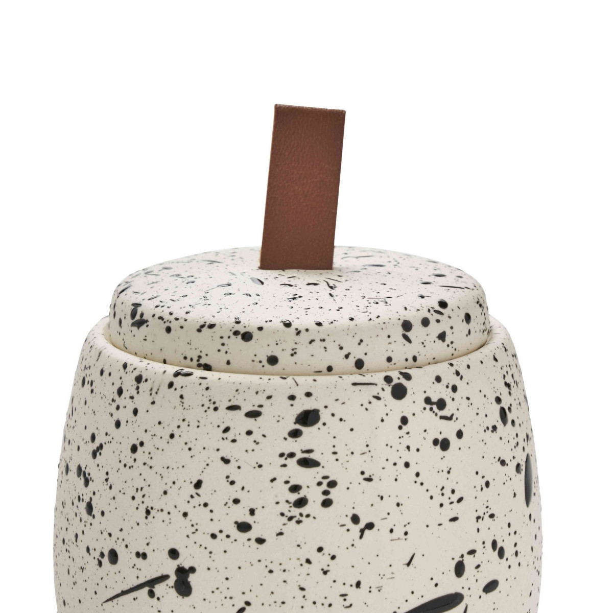 Pot à coton en céramique tacheté à la main DEMY blanc, GUY LEVASSEUR