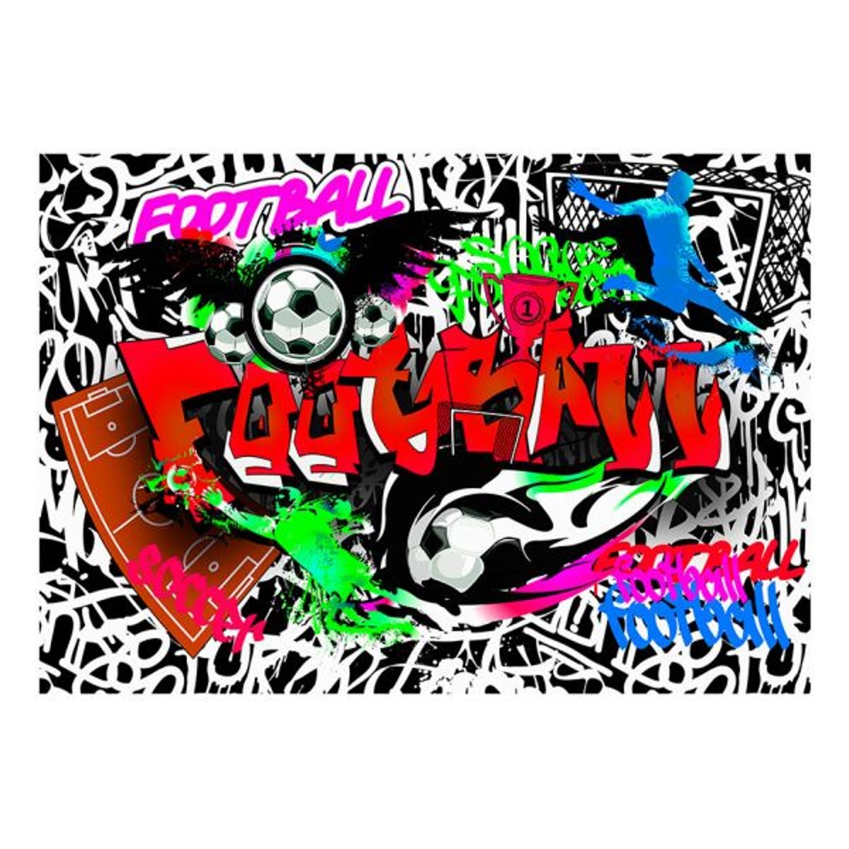 Papier peint intissé panoramique Street art Football Passion multicouleur, EDEN