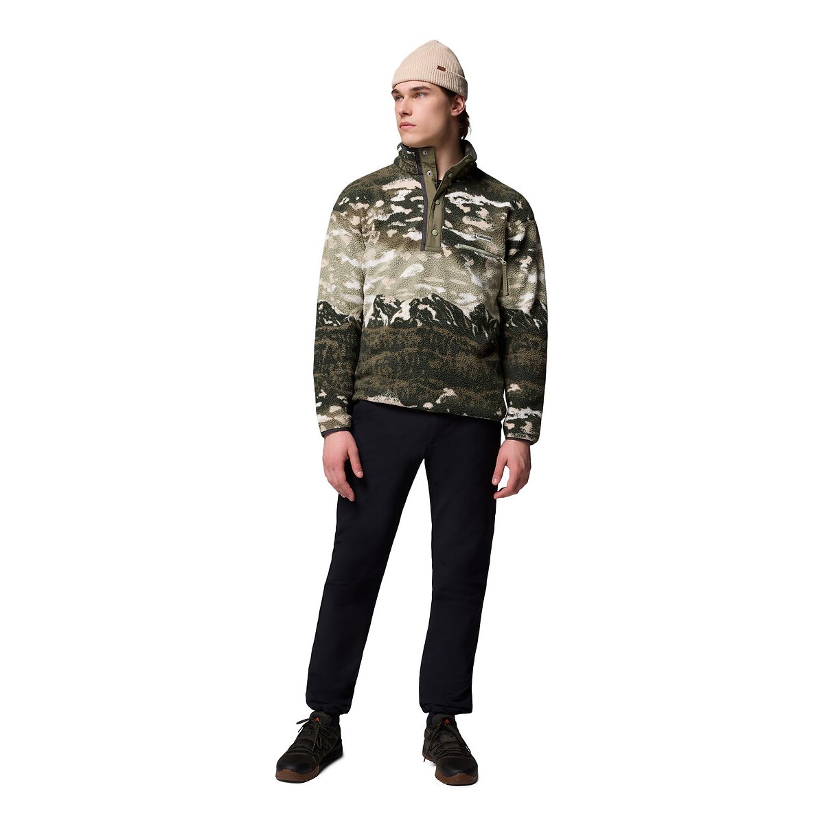 Fleece met halve knoopsluiting Helvetia™ II bedrukt groen, COLUMBIA