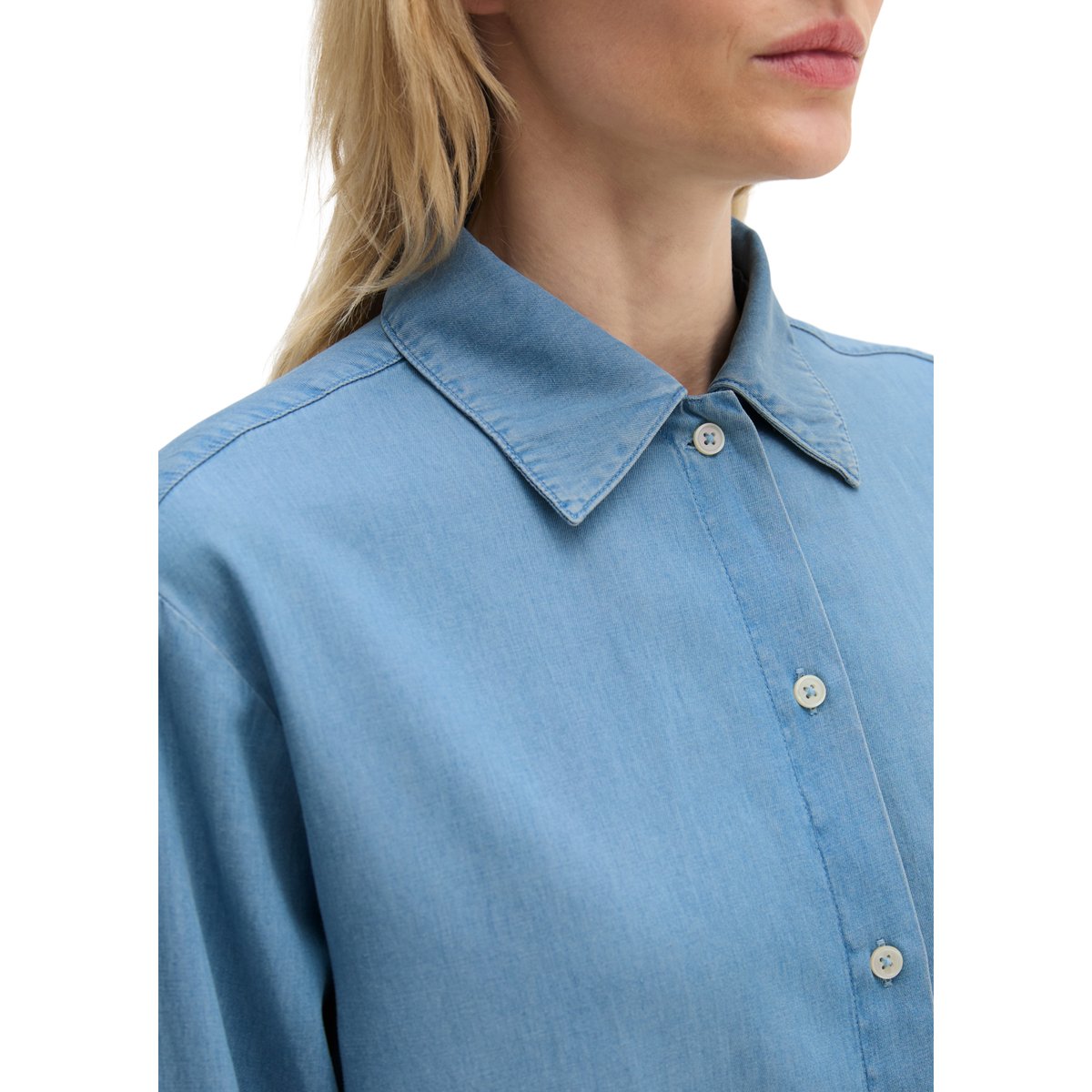 Blouse en jean regular en mélange de TENCEL™ Lyocell et de coton bleu clair, MARC O'POLO
