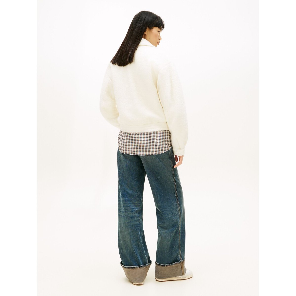 Blouson court zippé ecru, TOMMY JEANS