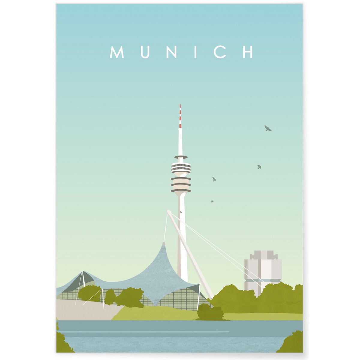 Poster Munich blanc, L'AFFICHERIE