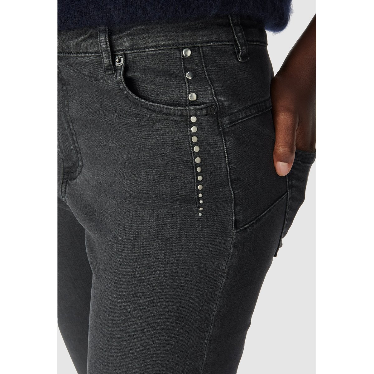 Jean slim taille haute clous NINA anthracite, IKKS