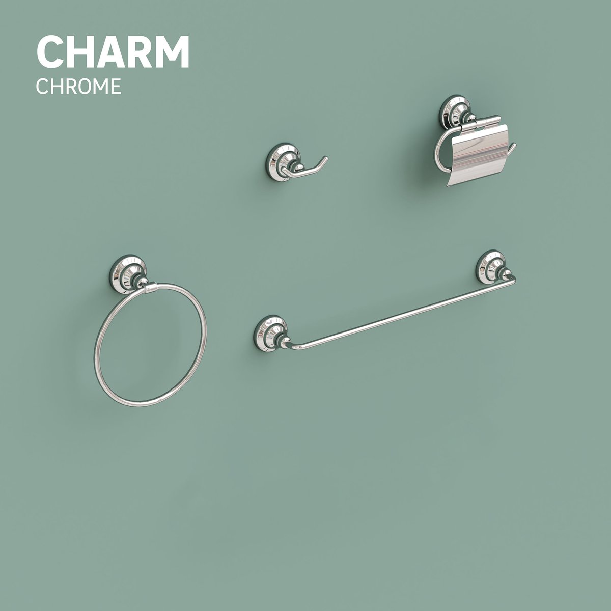 Anneau porte-serviette mural en acier, CHARM argent, SENSEA