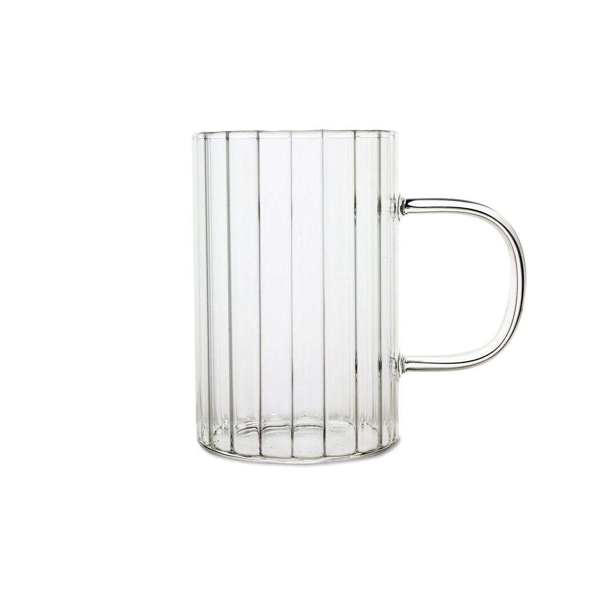 Lot de 2 tasses 25cl en verre borosilicate avec anse, LEIA transparent, OGO LIVING