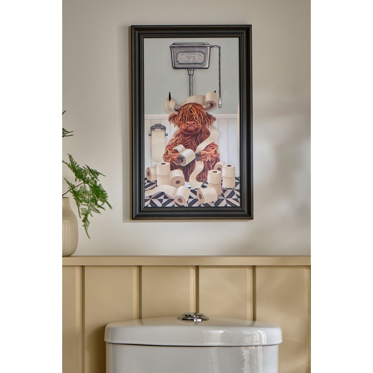 Déco murale vache hamish aux toilettes naturel, NEXT