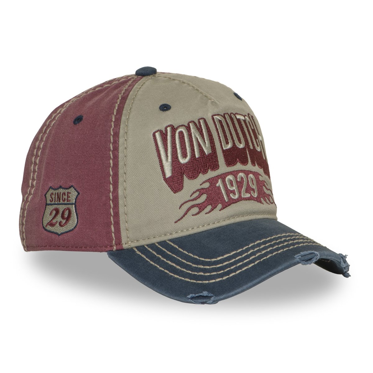 Casquette baseball RETRO beige/rouge/bleu foncé, VON DUTCH