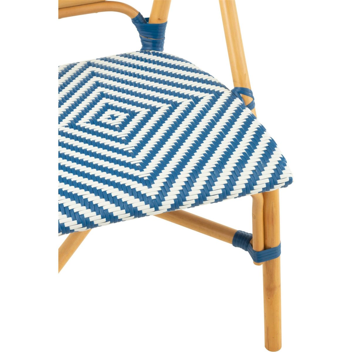 Chaise en rotin esprit bistrot bleu et blanc naturel, RECOLLECTION