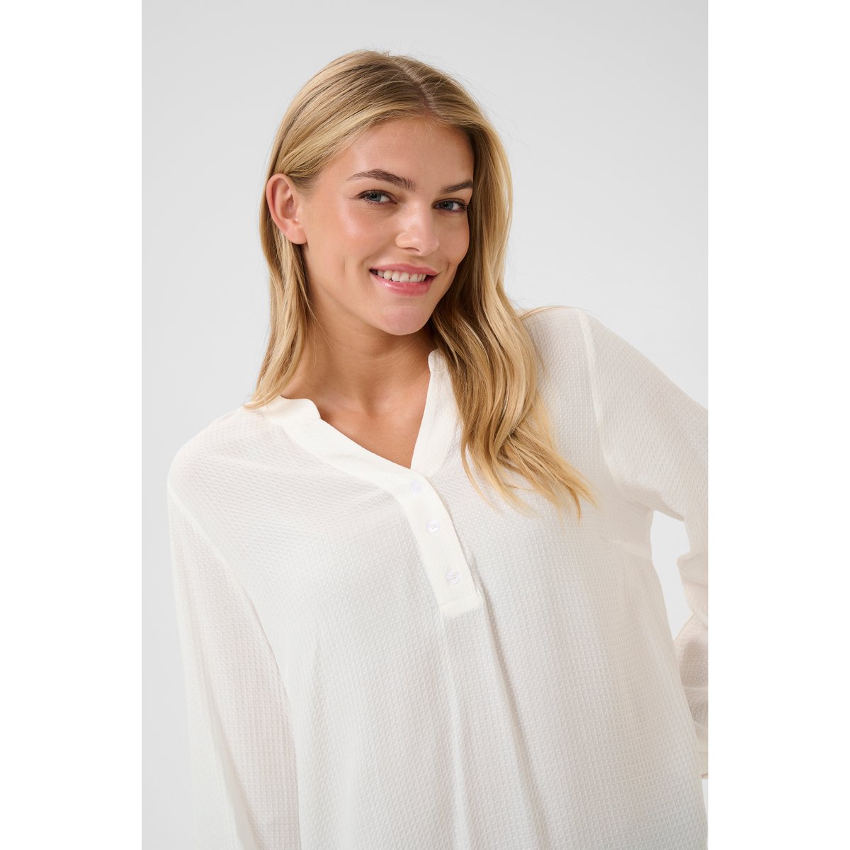 Long sleeved blouse blanc chalk, KAFFE
