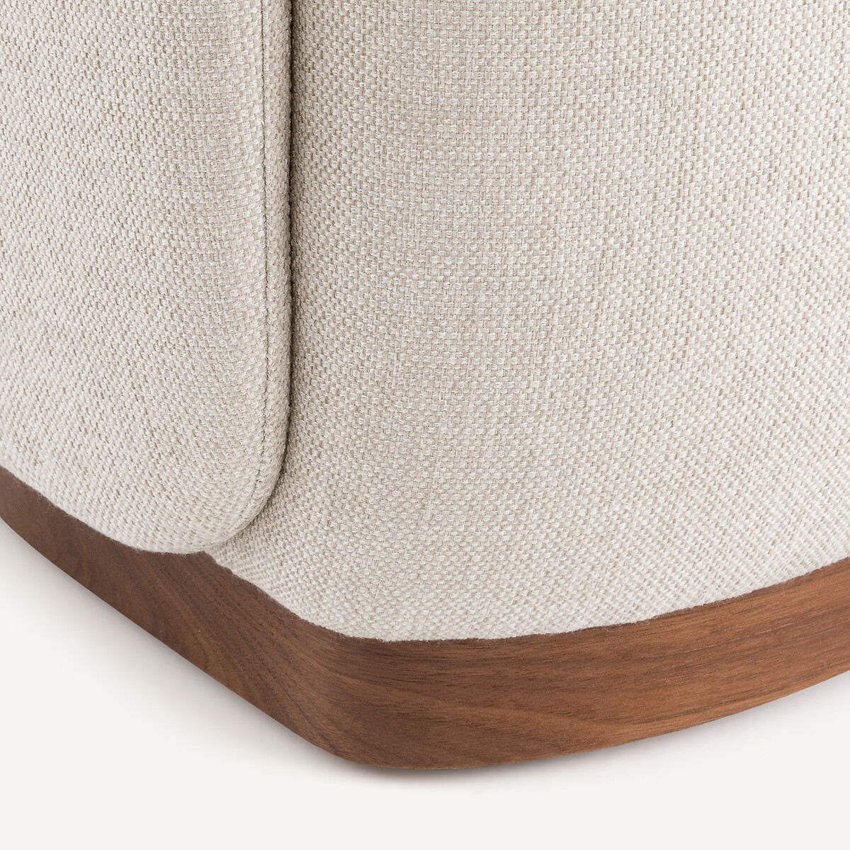 Fauteuil texturé pivotant base plaqué noyer Jesper ficelle, AM.PM